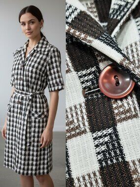 Vtg 60s two-tone checkered dress - Philip of Dallas brand - NWT